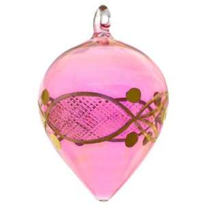  Hand made Glass Ornament   Pink   X850   package of 6 