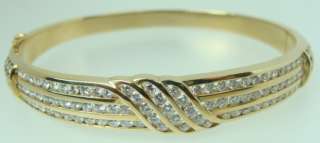 14K Yellow Gold 3 Carat Diamond Bangle Bracelet  