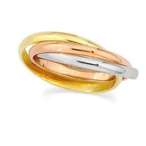  Size 11 18K Yellow Gold 18Ky/Plat Tri Color Rolling Ring Jewelry