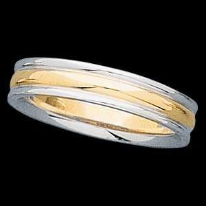    4mm Two Tone Comfort Fit Design Band (18K Yellow Gold, 9) Jewelry
