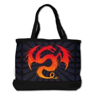   Shoulder Bag Purse (2 Sided) Black Tribal Fire Dragon 
