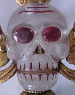 Old Tibet Tibetan Crystal 24K Gilt Bronze Skull Phurpa Dagger  