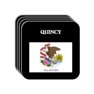 US State Flag   QUINCY, Illinois (IL) Set of 4 Mini Mousepad Coasters