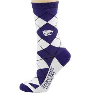  Kansas State Wildcats Ladies White Purple Argyle Socks 