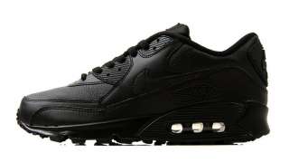 NEW Nike Air Max 90 Leather Black/Black Running Shoes 302519 001 Mens 