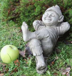 Stein Figur Gartenzwerg Kauz Troll Elf Skulptur Kobold Waldschrat 
