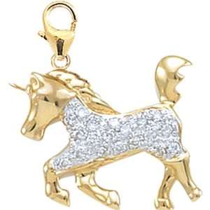  14K Yellow Gold Diamond Unicorn Charm Jewelry