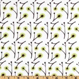  44 Wide Milly Small Flowers White/Lime/Black Fabric By 