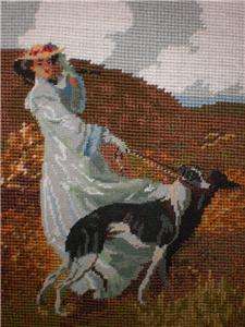 Completed Needlepoint Canvas Lady Wall Hanging  