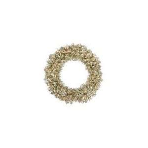 30 Pre Lit Champagne Wide Cut Tinsel Artificial Christmas Wreath 