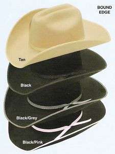 Wool FELT HAT~Bound Edge~ Western/Cowboy/Black/Tan/Gray  