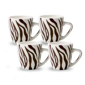 Laurie Gates Jungle Safari Zebra Mugs, Set of 4  Kitchen 