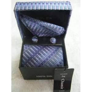 100% Thai Silk Necktie (Gift Set)  Five Shaded Neon Pattern Purple to 