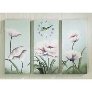  Large Floral Canvas Battery Wall Clock 