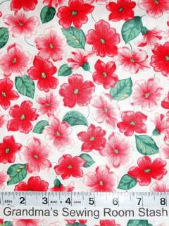 BTY Impatiens Pink Red tossed white 1992 Fabric Traditions New  