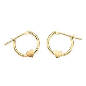 Jewelry Locker 14k Yellow Gold Child or Teen Heart Hoop Click Earrings 