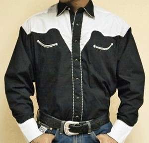 Western Cowboy Shirt   Two Tone Black & White   SPECIFY SIZE  