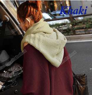   Simple Neck Warmer Cowl Hat Beanie Hood Knitting Wool Scarf 6 Colors