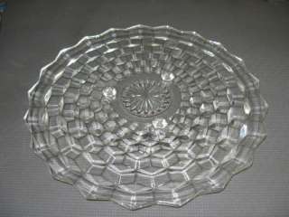 JEANETTE GLASS CO CUBE PATTERN FOOTED SERVING PLATE  