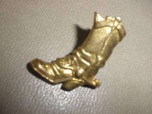vintage TIE TACK detailled COWBOY BOOT AND SPUR gold  