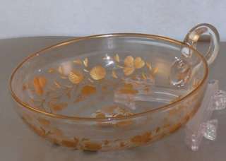 Cambridge Glass Gold Encrusted Handled Candy Dish Bowl  