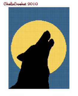 Wolf Howling at Moon Afghan Crochet Pattern Graph  