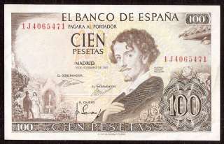 SPAIN ESPANA 100 pesetas 1965 crisp a UNC consecutive  
