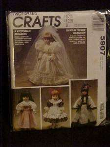1992 McCalls Victorian Treasure Doll Clothes Pattern 5907  
