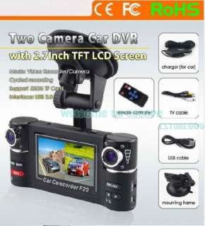 HD H264 Dual lens Dashboard Car vehicle Camera Cam Video Recorder DVR 