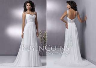 Empire Chiffon Beach Wedding Dresses Custom Size 4   26  