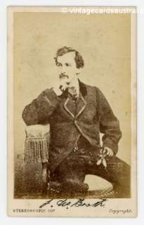 John Wilkes Booth CDV Photograph   President Abraham Lincoln Assassin 