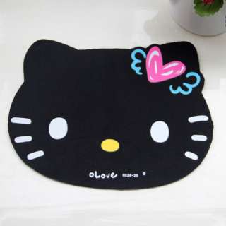 HelloKitty Heart Mouse Pad Mouse Mat Cup Cushion Coaster Black 1pc 