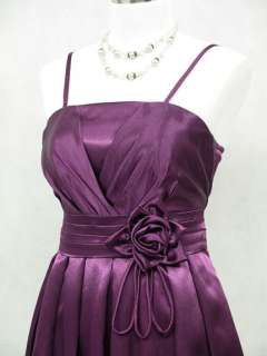   Satin Dark Purple Long Prom Ball Gown Wedding/Evening Dress Size 12 14