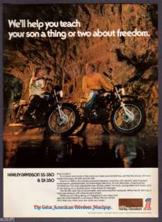 1974 Harley Davidson SS 350 SX 350 Photo print ad  