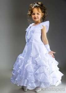 FLOWER GIRL PAGEANT PRINCESS WEDDING PARTY HOLIDAY DRESS 881 WHITE 