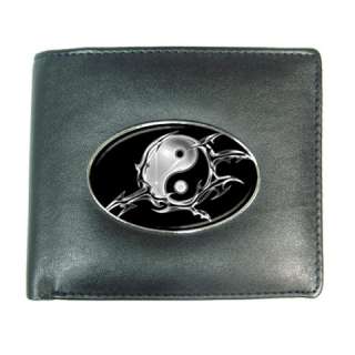 Ying Yang Black White5 Mens Leather Wallet Credit Card  