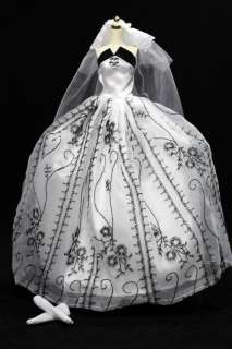 DW1117 BN White Black Wedding Dress Set for Barbie FR G  