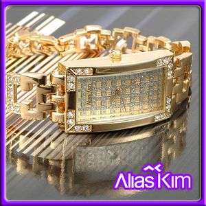Alias Kim Golden Crystal Case Ladies Bracelet Watch New  