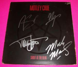 MOTLEY CRUE X4 SIGNED SHOUT AT THE DEVIL LP EXACT PROOF  