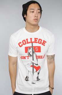 Two In The Shirt) The College Aint Cheap Tee in White 