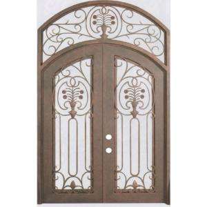 74 in. x 120 in.Copper Prehung Right Hand Inswing Wrought Iron Double 