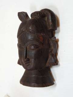 CARVED HARDWOOD HINDU HEAD, India 4 1/2 Buddhism Hinduism  