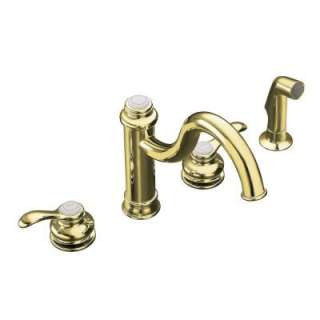 KOHLER Fairfax 8 In. 2 Handle Side Low Arc Sprayer Kitchen Faucet With 