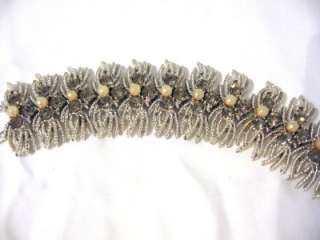 Vintage Pegasus Coro Silver Tone Bracelet, Rhinestones, Faux Pearl 