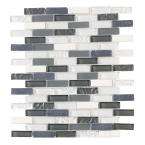   Court Silver Tradition Mini Brick 12 in. x 12 in. Glass Wall Tile