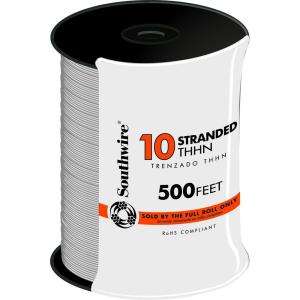   500 Ft. 10 Stranded THHN White Cable 22974057 