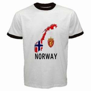 NORWAY NORWEGIAN FLAG MAP RINGER T SHIRT  