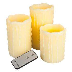Wax Drip LED Vanilla Scented Remote Candle (Set of 3) 35919 at The 