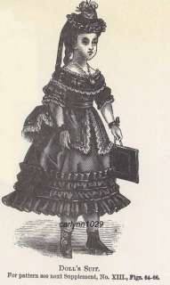 Antique Harpers Bazar 1876 16 18 Dolls Suit Pattern  