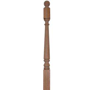 54 In. X 3 In. Unfinished Red Oak Ball Top Landing Newel RO4012BT54 at 